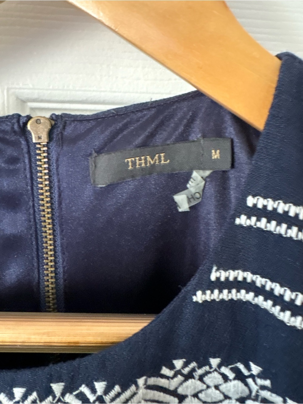 THML Navy Embroidered Dress Size M - Picture 3 of 7